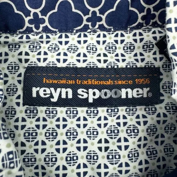Reyn Spooner Hawaiian Shirt Mens Small Japanese Geometric Circle Crest Pocket - Picture 5 of 8